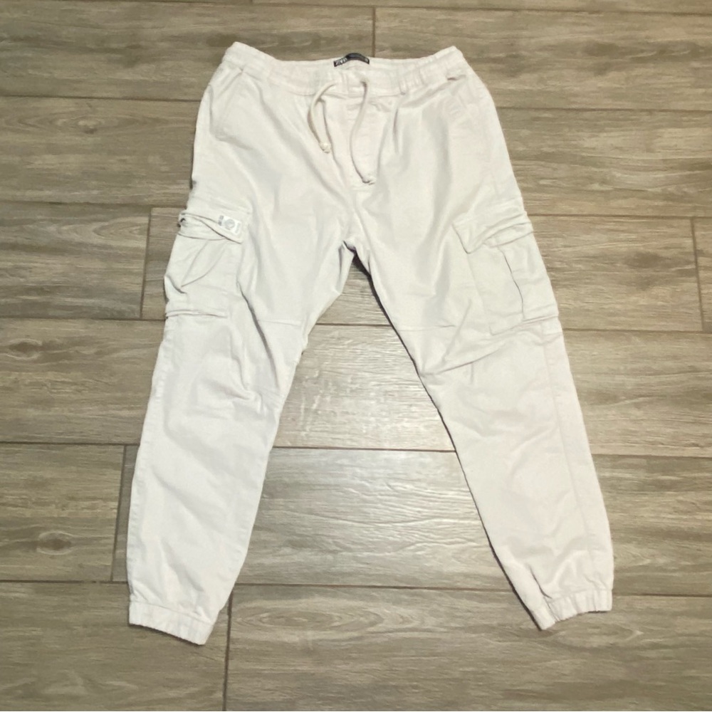 Zara XL Beige Cargo Joggers - Picture 3 of 10